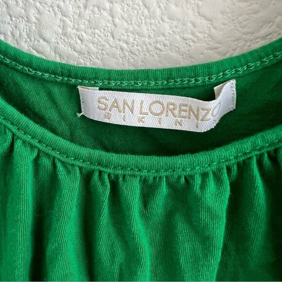 San Lorenzo Green Cold Shoulder Summer Cover Up 100% Cotton Medium - Picture 2 of 8